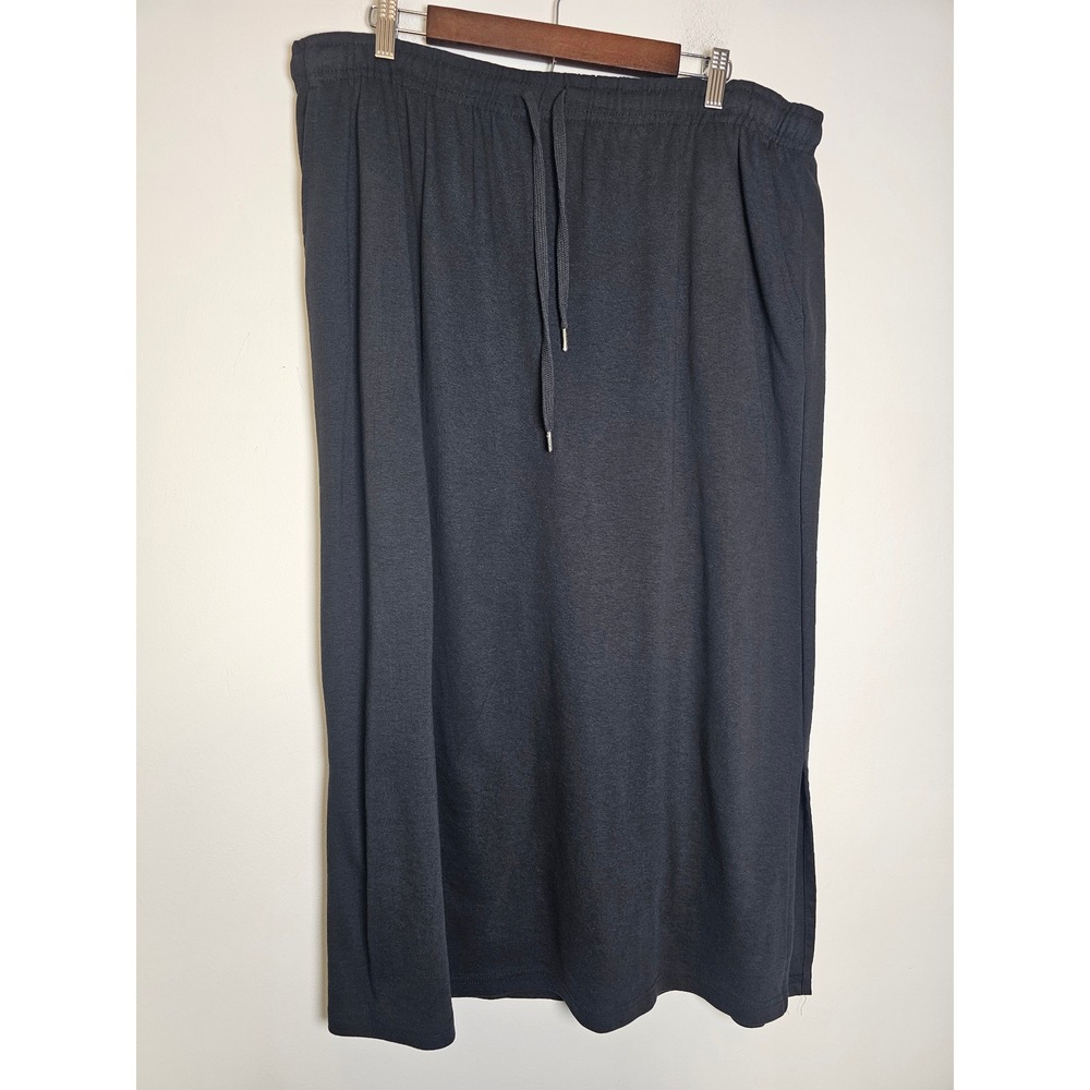 Casual Minimalist Woman Within Midi Skirt Womens 1X 22/24 Black Jersey Knit Slit